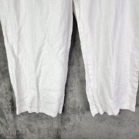 Womens White Charter Club Capri Pants Classic Fit 100% Linen Hi Rise Size 14 - Picture 3 of 11